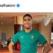 أشرف حكيمي يطمئن الجماهير المغربية من داخل قاعة الرياضة