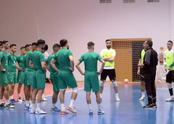المنتخب الوطني لكرة القدم داخل القاعة يجري آخر حصة تدريبية قبل لقاء ليبيا