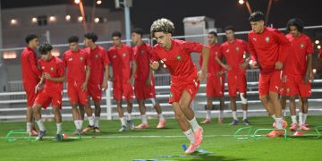 المنتخب الوطني لاقل من 17 سنة يجري آخر حصة تدريبية قبل لقاء مالي