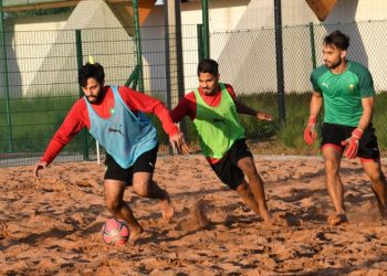 بالفيديو…استعدادات المنتخب الوطني لكرة القدم الشاطئية