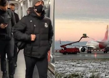 بعثة ريال مدريد تصل إلى بامبلونا بعد احتجازها بسبب الثلوج