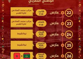 البرنامج الأول للحصص التدريبية للمنتخب الوطني استعدادا لمبارتي موريتانيا بوروندي