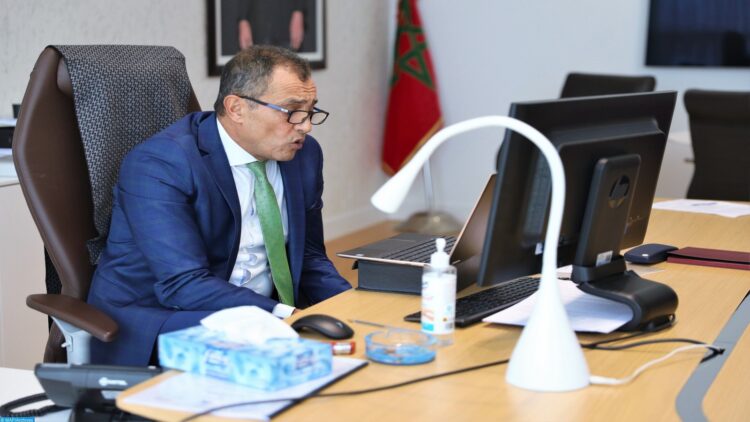 Le Président du Conseil Économique, Social et Environnemental (CESE), M. Ahmed Reda Chami, intervient lors de la Table ronde organisée en visioconférence autour « Ensemble, pour faire de l'élimination des violences à l'égard des filles et des femmes une priorité nationale». 16122020-Rabat