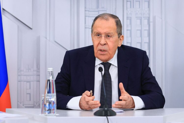Russian Foreign Minister Sergei Lavrov holds an online press conference in Moscow on June 6, 2022. Moscow on June 6 furiously condemned the rejection by several European countries of a request for Foreign Minister Sergei Lavrov's plane to pass through their airspace, forcing him to cancel a trip to ally Serbia. - RESTRICTED TO EDITORIAL USE - MANDATORY CREDIT "AFP PHOTO / Russian Foreign Ministry / handout " - NO MARKETING NO ADVERTISING CAMPAIGNS - DISTRIBUTED AS A SERVICE TO CLIENTS
 (Photo by Handout / RUSSIAN FOREIGN MINISTRY / AFP) / RESTRICTED TO EDITORIAL USE - MANDATORY CREDIT "AFP PHOTO / Russian Foreign Ministry / handout " - NO MARKETING NO ADVERTISING CAMPAIGNS - DISTRIBUTED AS A SERVICE TO CLIENTS