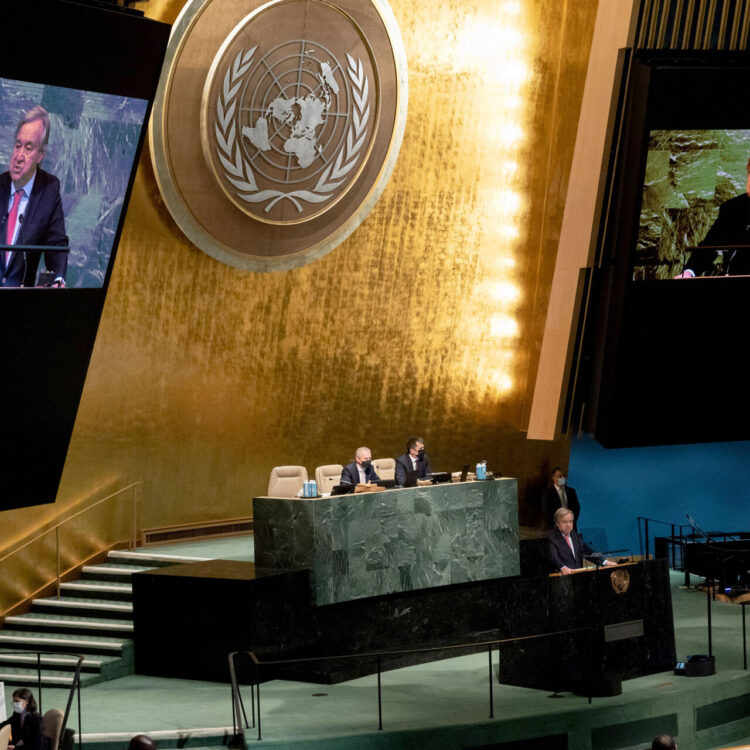 United Nations Secretary General Antonio Guterres addresses the 77th session of the United Nations General Assembly at the UN Headquarters on September 20, 2022 in New York.