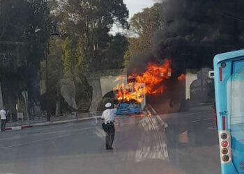 احتراق حافة للنقل الحضري بطنجة