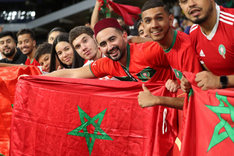 Moroccan supporter during the friendly match between Morocco and Chile, played at the RCDE Stadium on 23th September 2022, in Barcelona, Spain.  (Photo by Urbanandsport/NurPhoto via Getty Images)