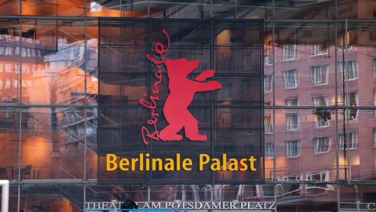 BERLIN, GERMANY - FEBRUARY 10: Workers set up the Berlinale bear logo outside the Berlinale Palace prior to the 73rd Berlinale International Film Festival at Stage Theater on February 10, 2023 in Berlin, Germany. The 73rd Berlin International Film Festival will take place from February 16 to 26, 2023.  (Photo by Gerald Matzka/Getty Images)