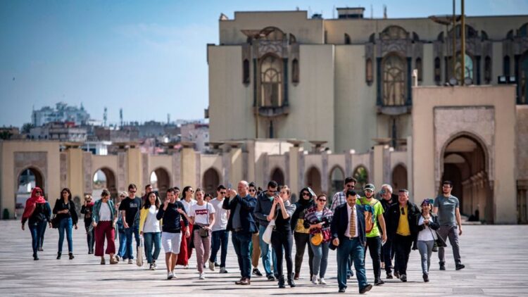 Tourists visit the Hassan II Grand Mosque in Morocco's Casablanca on March 12, 2020. (Photo by FADEL SENNA / AFP) (Photo by FADEL SENNA/AFP via Getty Images)