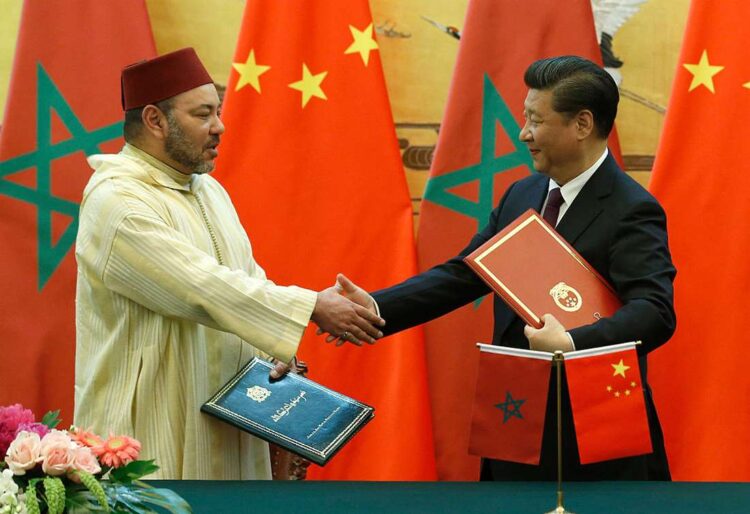 China's President Xi Jinping (R) and Moroccan King, Mohammed VI shake hands after signing documents during a signing ceremony at the Great Hall of People in Beijing on May 11, 2016. AFP PHOTO / POOL / Kim Kyung-Hoon / AFP / POOL / KIM KYUNG-HOON        (Photo credit should read KIM KYUNG-HOON/AFP/Getty Images)