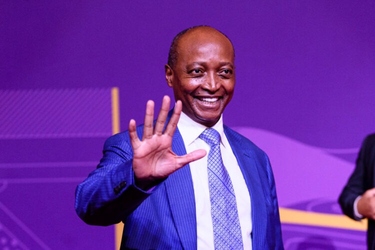 DOHA, QATAR - APRIL 01: CAF President Patrice Motsepe poses prior the FIFA World Cup Qatar 2022 Final Draw at Doha Exhibition Center on April 1, 2022 in Doha, Qatar. (Photo by Marcio Machado/Eurasia Sport Images/Getty Images)