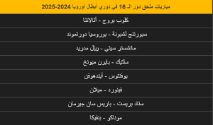  قرعة ملحق دوري أبطال أوروبا 2024-2025 تحدد مصير الأندية المتأهلة لدور الـ16"