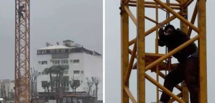 تطوان.. تدخل أمني بعد تهديد شاب بإلقاء نفسه من أعلى رافعة بورش للبناء 